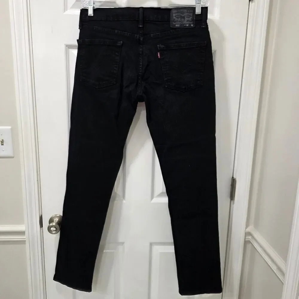 Levi's 511 Slim Fit Jeans Mens 32x32 Black Stretch Denim